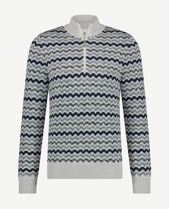 halve rits grijsblauw print