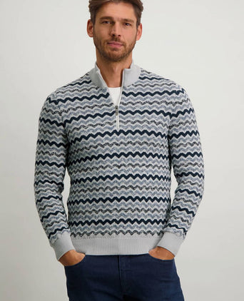 halve rits grijsblauw print