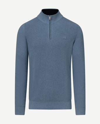 State of Art halve rits trui blauw | Regular-fit