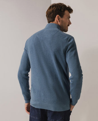 State of Art halve rits trui blauw | Regular-fit