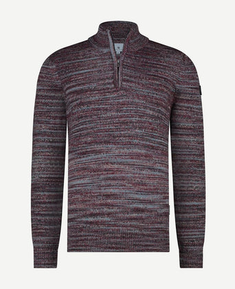 State of Art halve rits trui melange bordeaux | Regular-fit