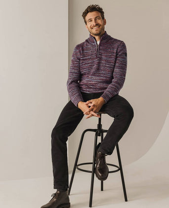 State of Art halve rits trui melange bordeaux | Regular-fit