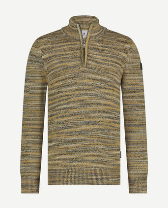 State of Art halve rits trui melange geel | Regular-fit