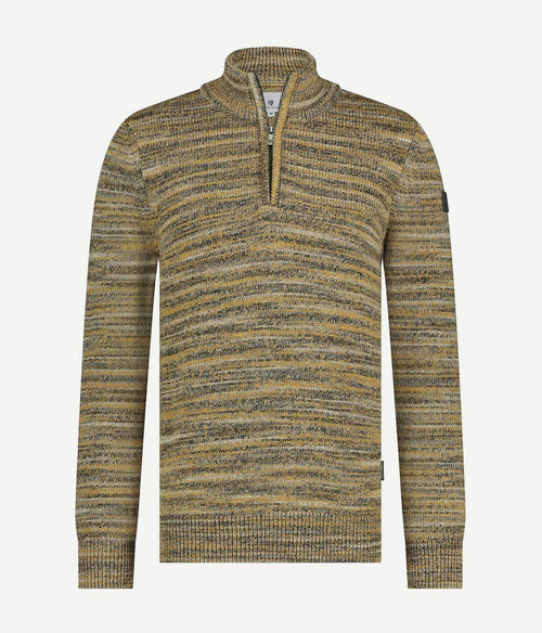 State of Art halve rits trui melange geel | Regular-fit