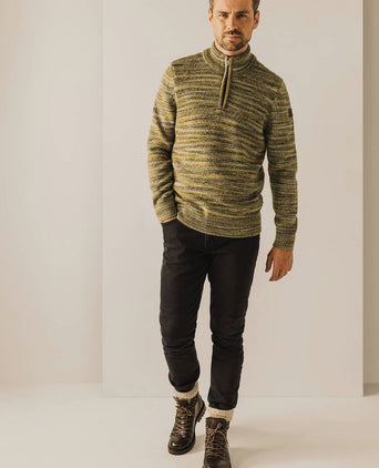 State of Art halve rits trui melange geel | Regular-fit