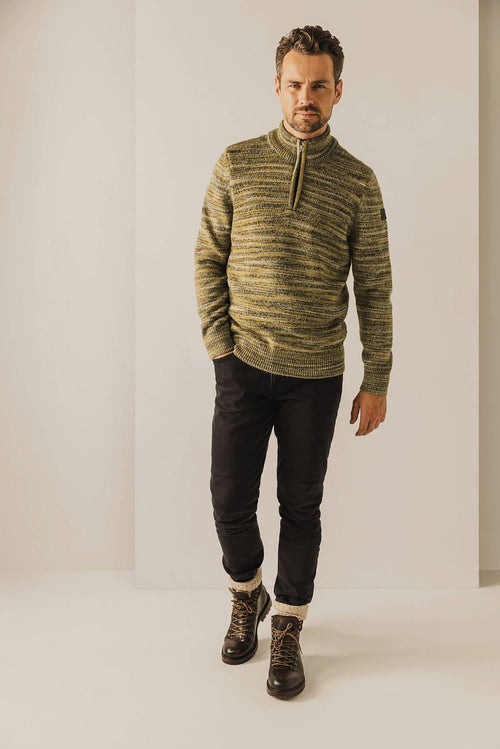 State of Art halve rits trui melange geel | Regular-fit