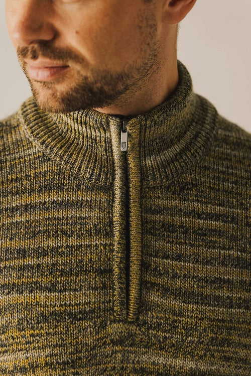 State of Art halve rits trui melange geel | Regular-fit