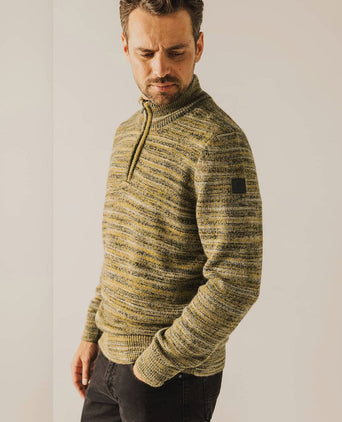 State of Art halve rits trui melange geel | Regular-fit