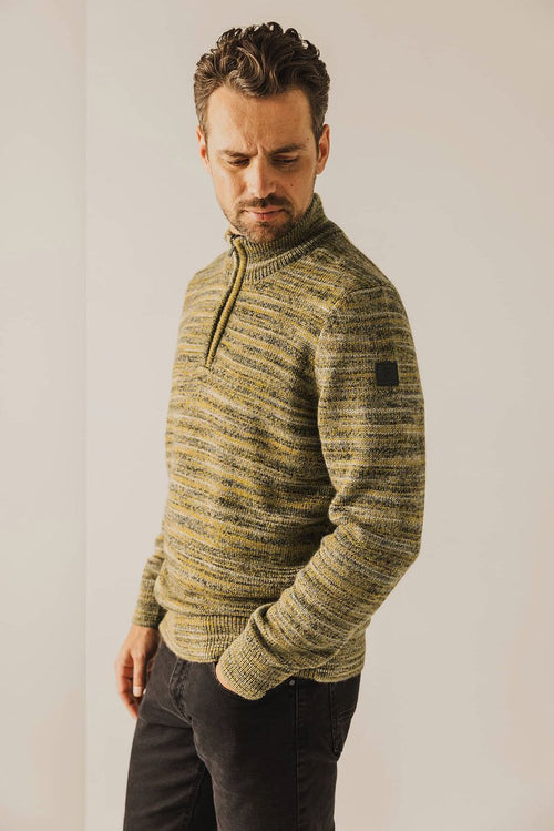 State of Art halve rits trui melange geel | Regular-fit