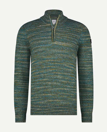 State of Art halve rits trui melange groen | Regular-fit