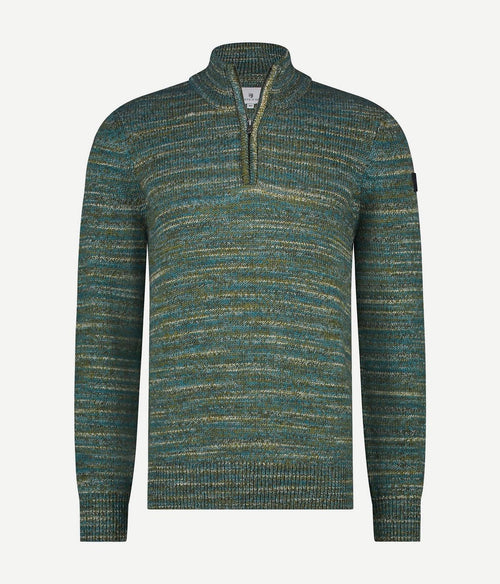 State of Art halve rits trui melange groen | Regular-fit