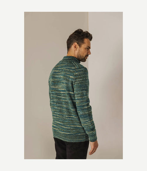 State of Art halve rits trui melange groen | Regular-fit