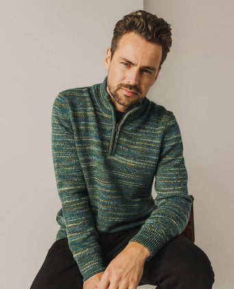 State of Art halve rits trui melange groen | Regular-fit
