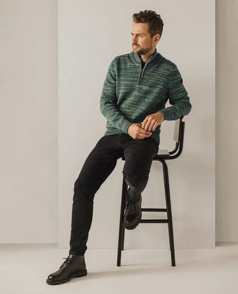 State of Art halve rits trui melange groen | Regular-fit