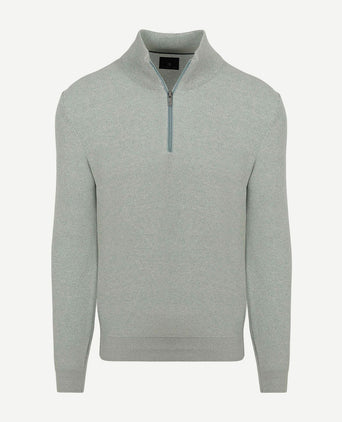 halve rits trui melange lichtgroen