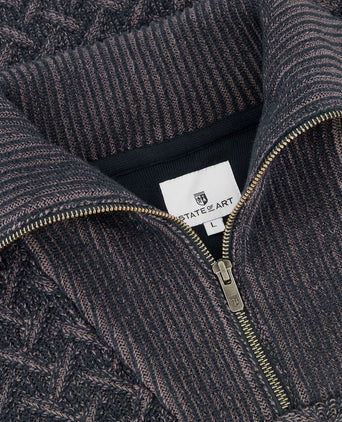 State of Art halve rits trui melange donkerblauw | Regular-fit