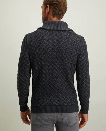 State of Art halve rits trui melange donkerblauw | Regular-fit