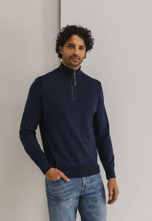 State of Art halve rits trui donkerblauw | Regular-fit