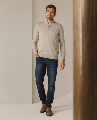 State of Art halve rits trui oak ecru | Regular-fit