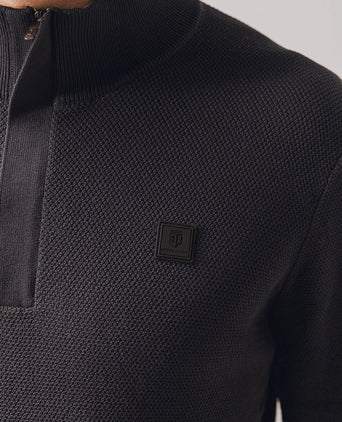 State of Art halve rits trui structuur antraciet | Regular-fit