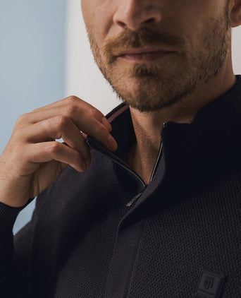 State of Art halve rits trui structuur antraciet | Regular-fit