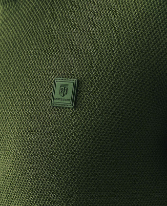 State of Art halve rits trui structuur donkergroen | Regular-fit