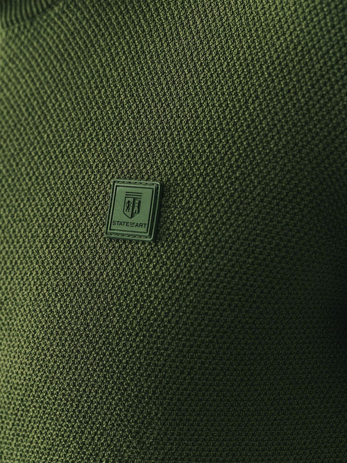 halve rits trui structuur donkergroen