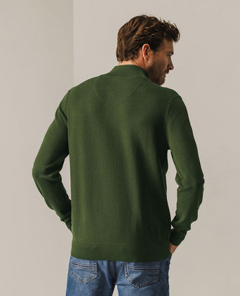 State of Art halve rits trui structuur donkergroen | Regular-fit