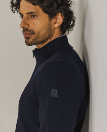 State of Art halve rits trui wol blend donkerblauw | Regular-fit