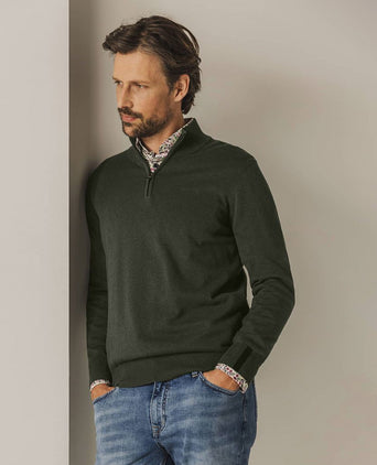 State of Art halve rits trui woods donkergroen | Regular-fit