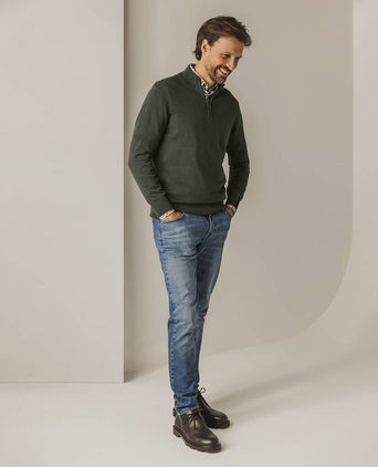State of Art halve rits trui woods donkergroen | Regular-fit