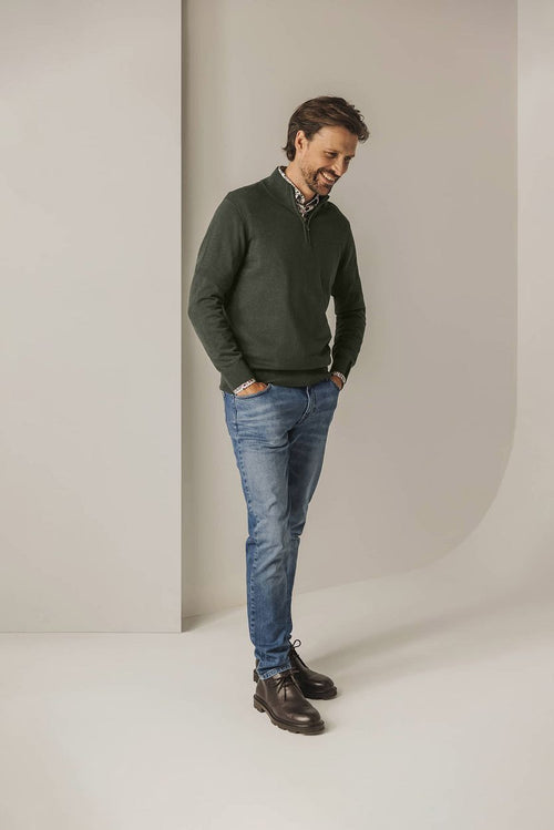 State of Art halve rits trui woods donkergroen | Regular-fit