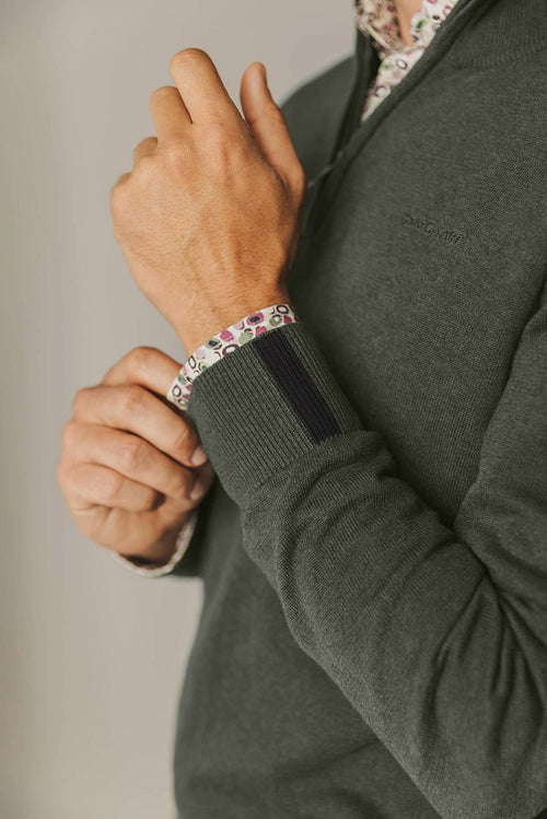 State of Art halve rits trui woods donkergroen | Regular-fit