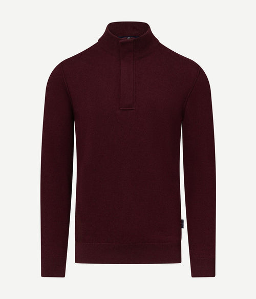State of Art halve rits trui wool blend burgundy | Regular-fit