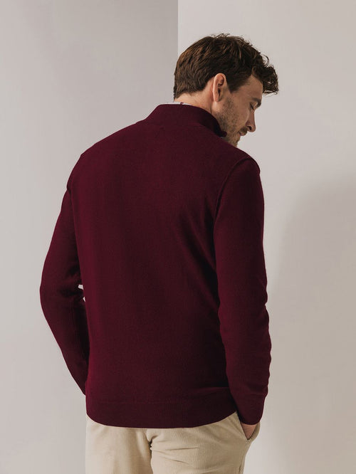 State of Art halve rits trui wool blend burgundy | Regular-fit