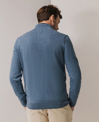 State of Art halve rits trui wool blend melange blauw | Regular-fit