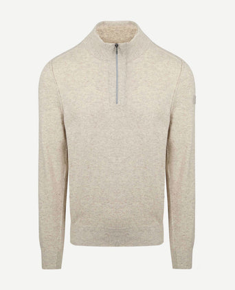 State of Art halve rits trui wool blend melange greige | Regular-fit