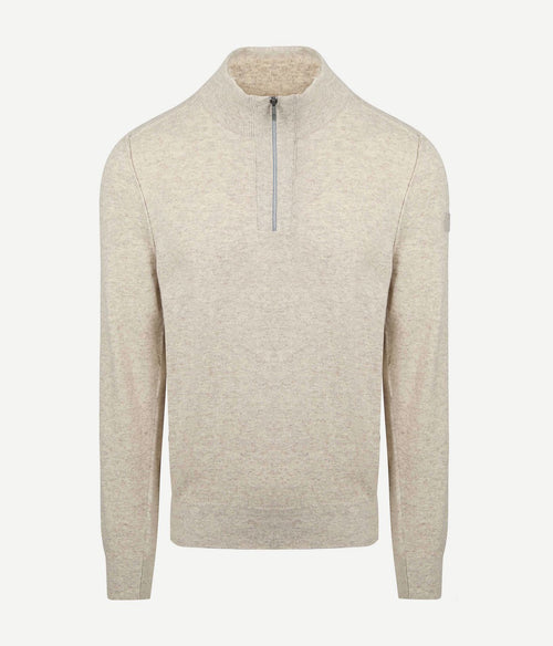 State of Art halve rits trui wool blend melange greige | Regular-fit