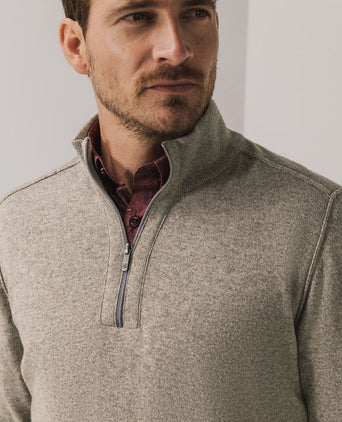 State of Art halve rits trui wool blend melange taupe | Regular-fit