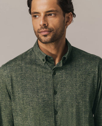 State of Art overhemd jersey herringbone groen | Regular-fit