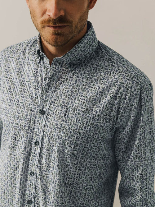 State of Art overhemd leafs blauw | Regular-fit
