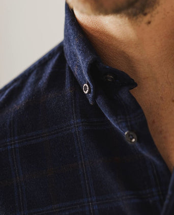 State of Art overhemd fine corduroy ruit donkerblauw | Regular-fit