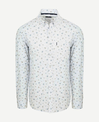 Overhemd flower print wit