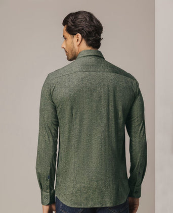 State of Art overhemd jersey herringbone groen | Regular-fit