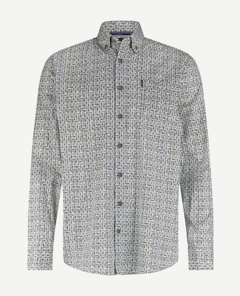 State of Art overhemd leafs blauw | Regular-fit