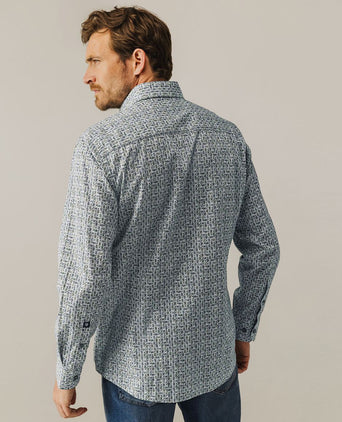 State of Art overhemd leafs blauw | Regular-fit