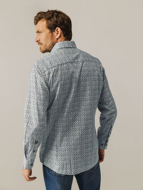State of Art overhemd leafs blauw | Regular-fit