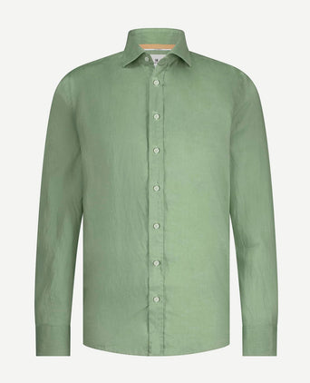 State of Art overhemd linnen groen | Regular-fit