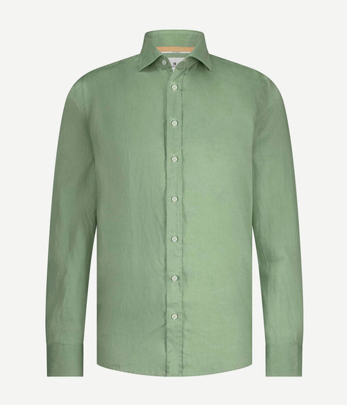 State of Art overhemd linnen groen | Regular-fit