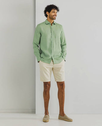 State of Art overhemd linnen groen | Regular-fit